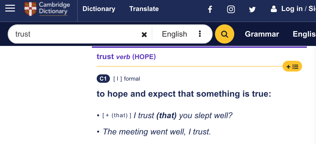 Cambridge Dictionary - Trust